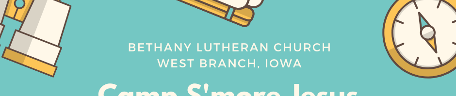 Camp S'more Jesus VBS poster with church info and campfire image.