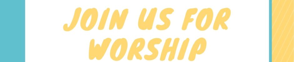 Invitation to Sunday worship outdoors at 9:30 AM with a welcoming message.