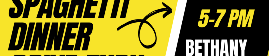 Free Spaghetti Dinner Drive-Thru Event Poster.