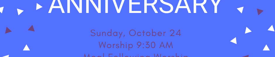 Blue anniversary celebration invitation with confetti.