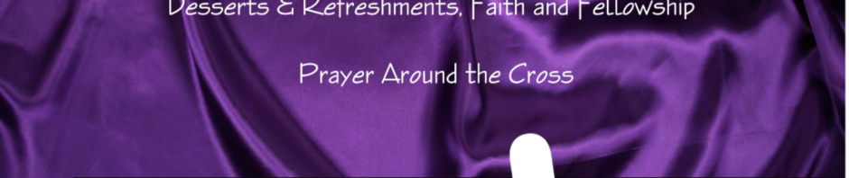 Lent prayer event invitation on purple background.