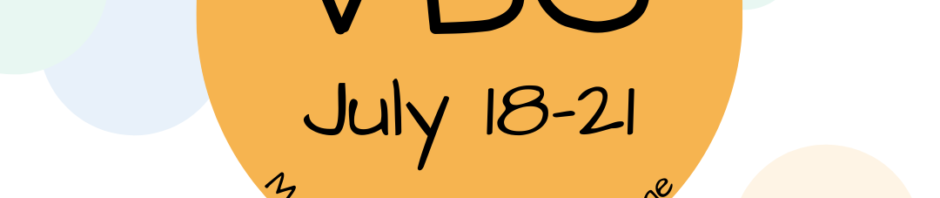 Save the Date for VBS July 18-21 with happy children.