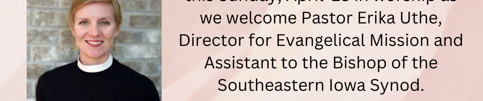 Announcement for worship service welcoming a new assistant to the bishop.