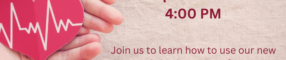 CPR/AED training event announcement with heart graphic.